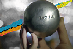 Metallene Kugel mit Aufschrift Thorium